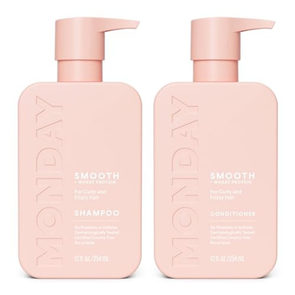 MONDAY HAIRCARE Smooth Shampoo + Conditioner Bathroom Set (2 Count) 12 oz Each